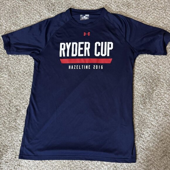 Ryder Cup Shirt Mens Medium Navy Golf HeatGear Tee Under Armour Hazeltine 2016 - Picture 1 of 8